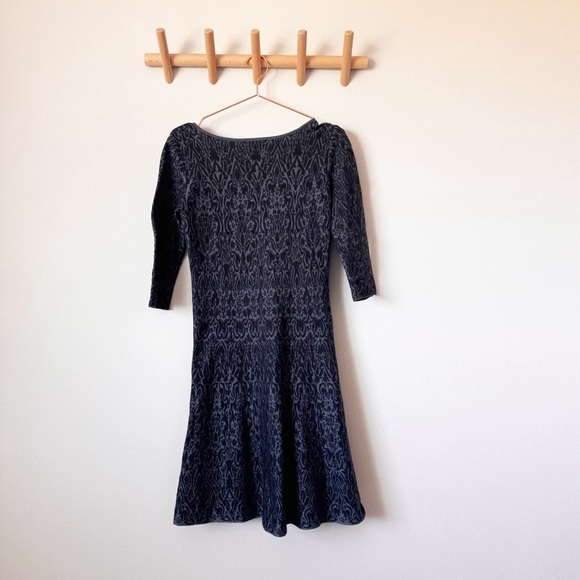 Peruvian Connection Fiesole Pima Cotton Dress Womens Size S Blue Black Jacquard - Picture 7 of 9